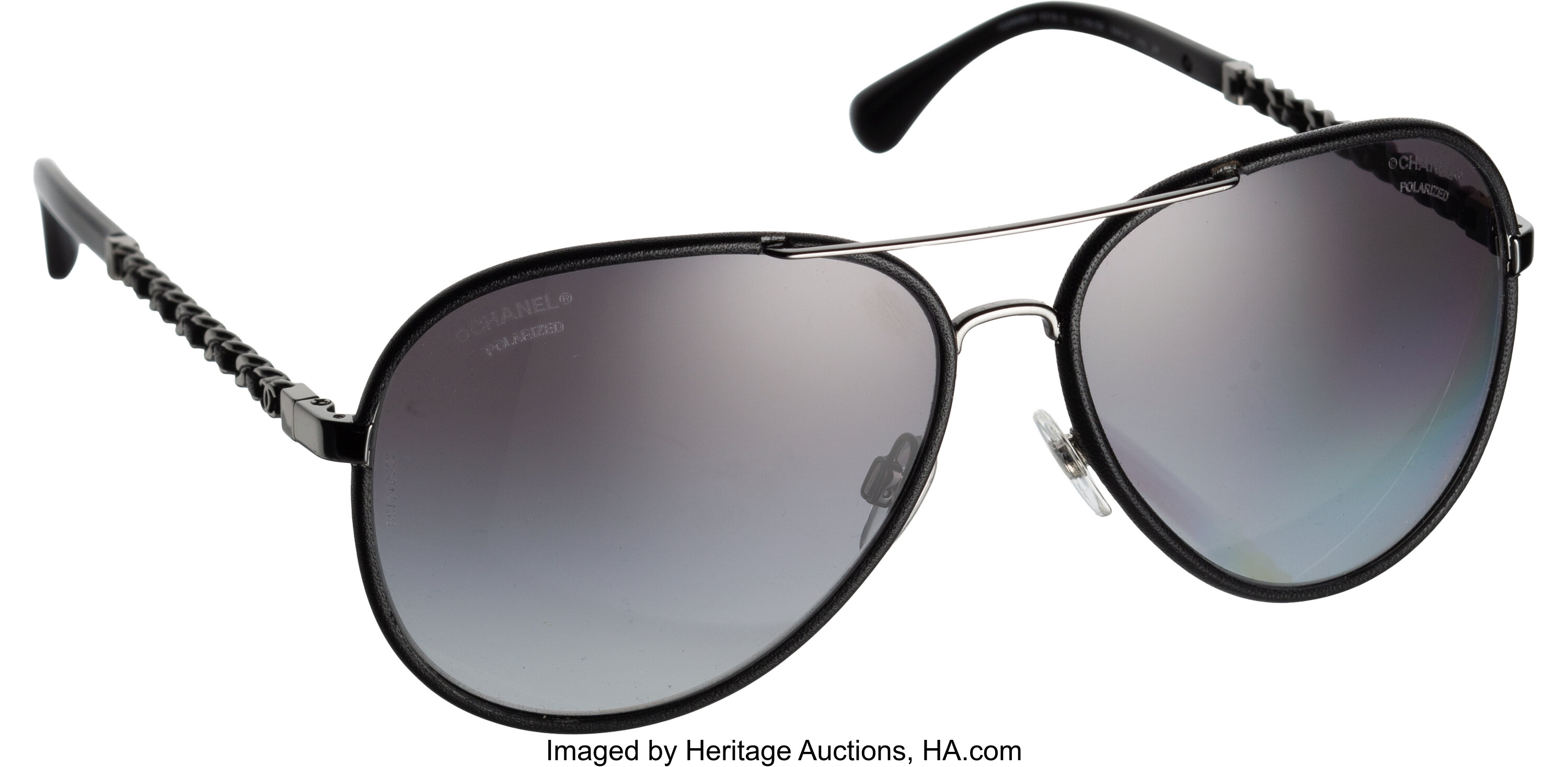 Chanel aviator sunglasses with best sale leather sides