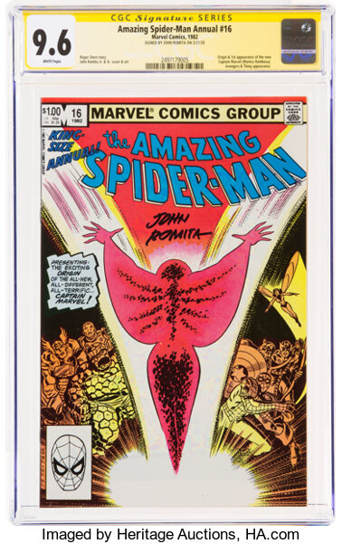 Modern Age (1980-Present):Superhero, The Amazing Spider-Man Annual #16 Signature Series: John Romita (Marvel, 1982) CGC NM+ 9.6 White pages....