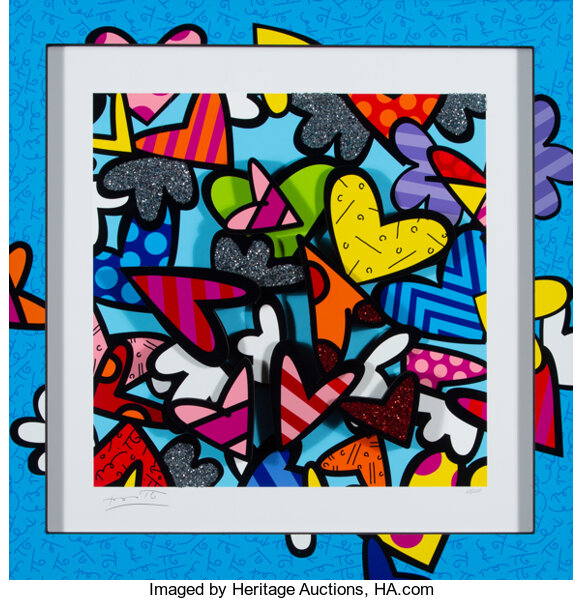 Romero Britto - All Over Again - Silkscreen Print on Canvas - 2019