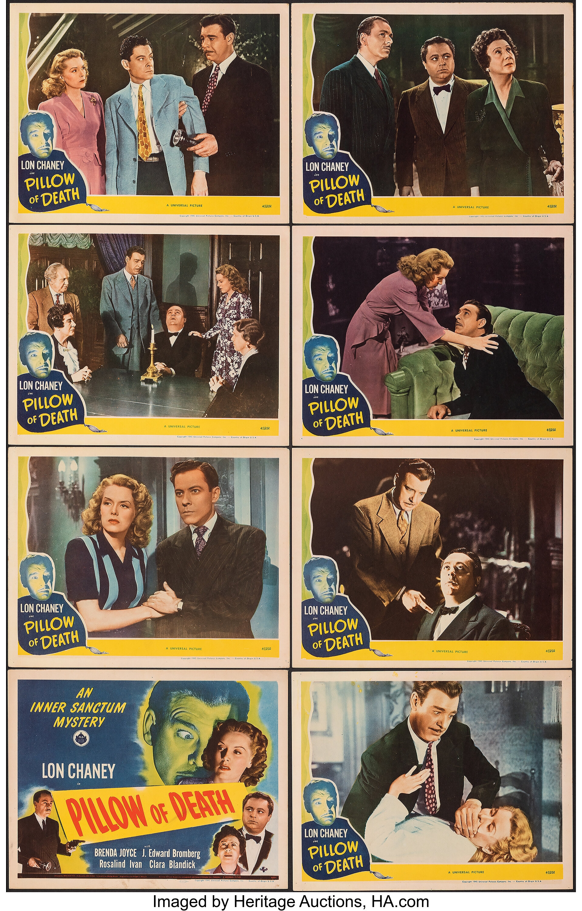 Pillow of Death (Universal, 1945). Very Fine. Lobby Card Set of 8 | Lot ...