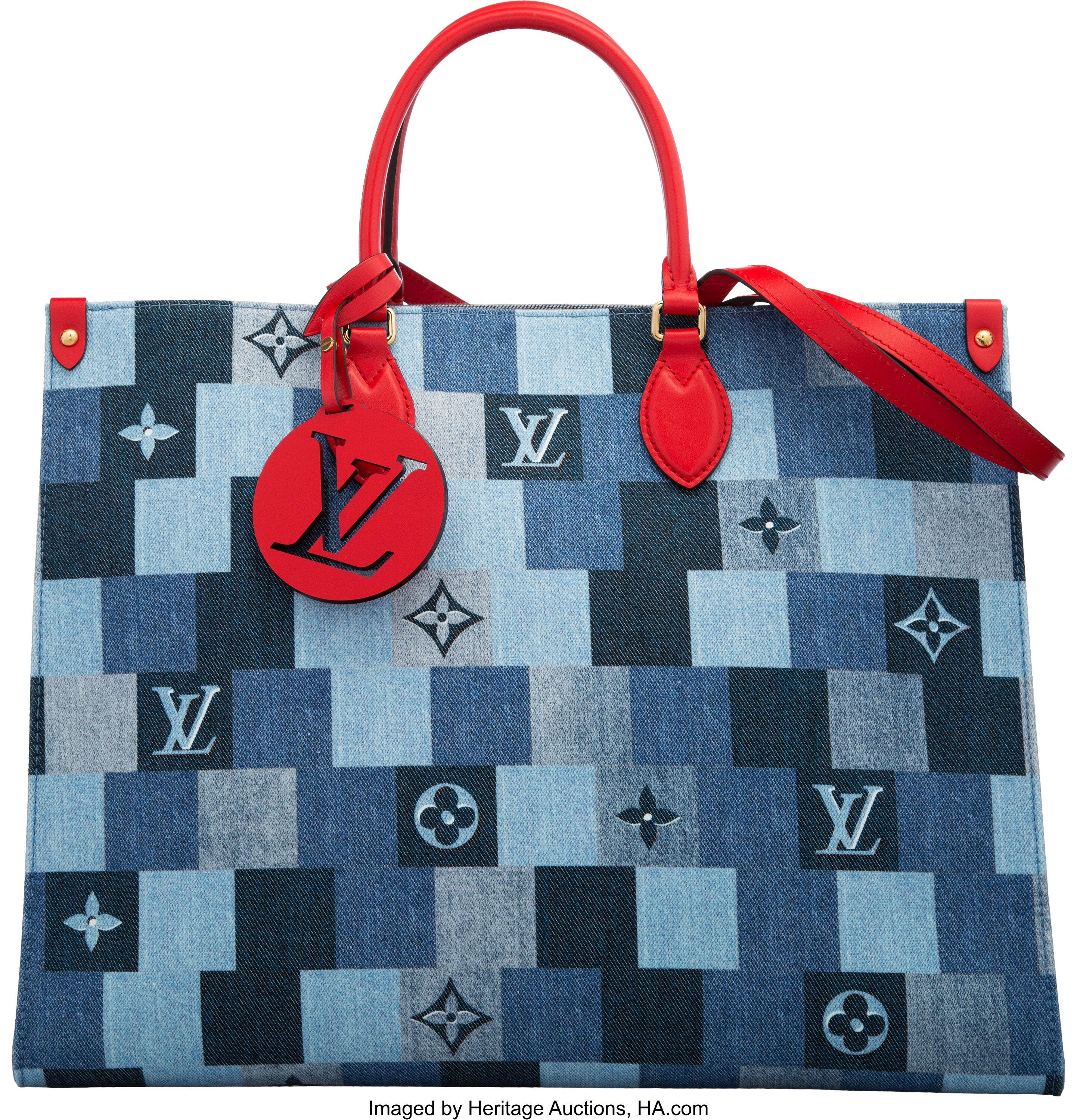 Louis Vuitton Denim On The Go GM Tote Bag. Condition: 1. 16 Width