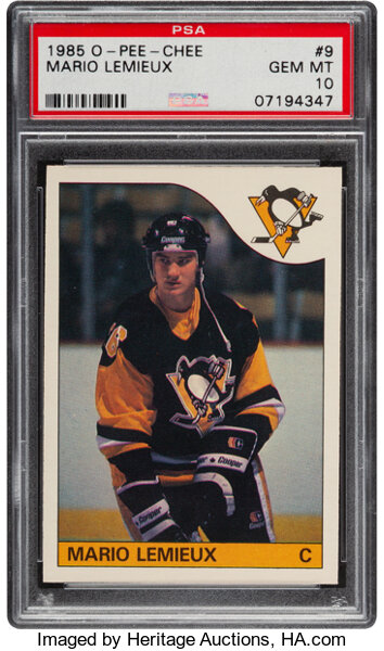 Sold at Auction: 1985 O Pee chee 262 Mario Lemieux Rookie Scoring Leaders