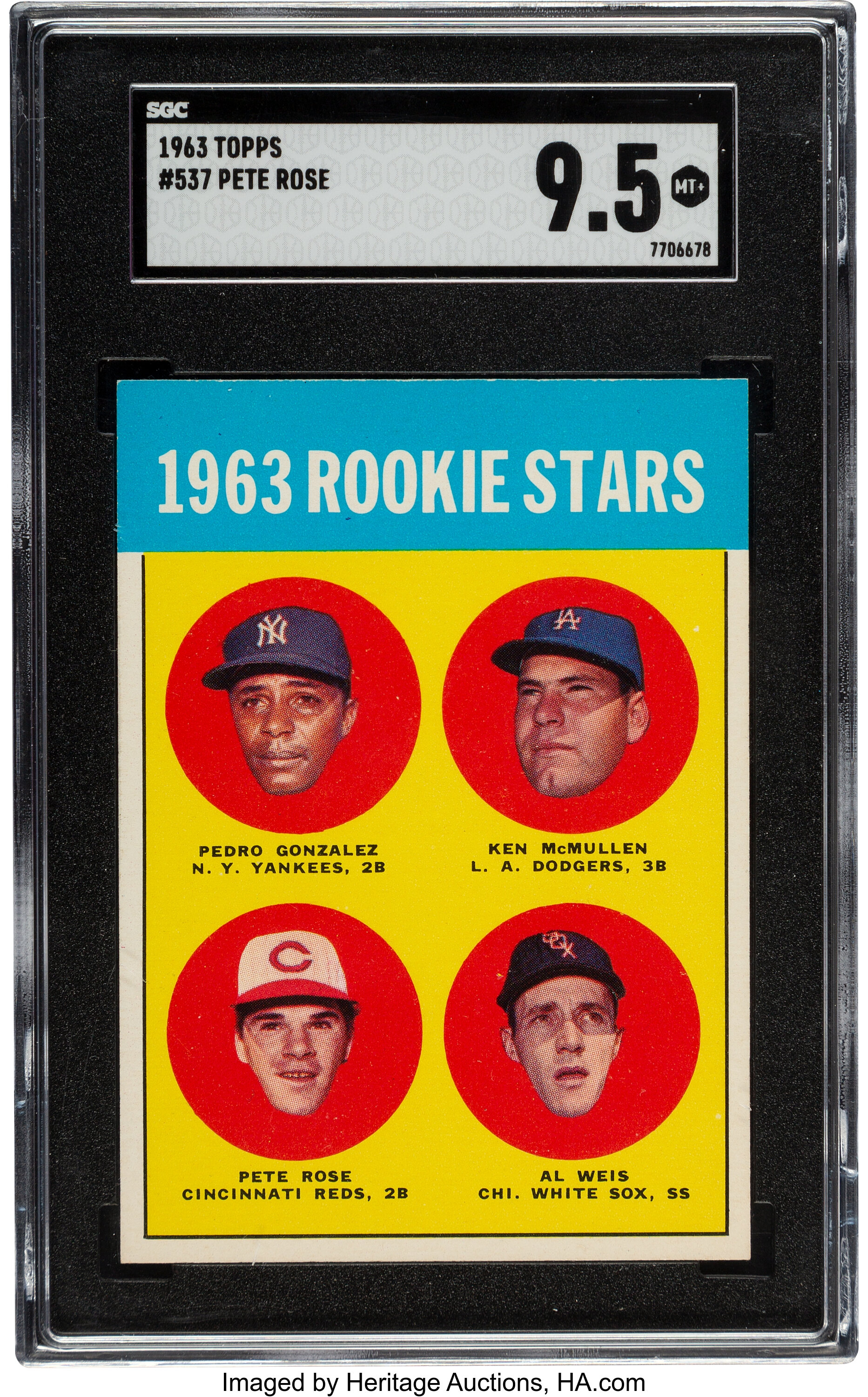 1963 Topps Pete Rose - 1963 Rookie Stars #537 SGC Mint+ 9.5., Lot  #80033
