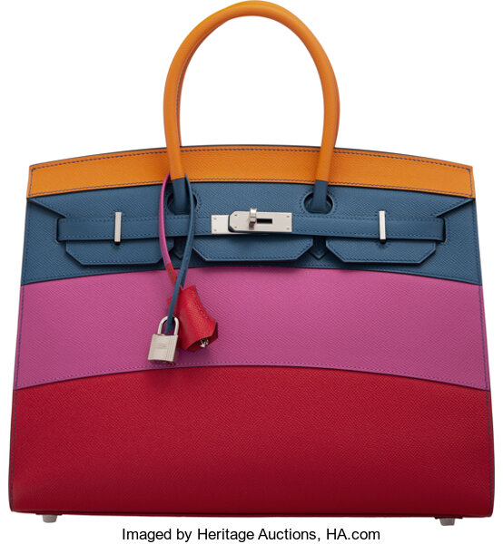 Hermès Limited Edition 35cm Abricot, Blue Agate, Magnolia, & Rouge