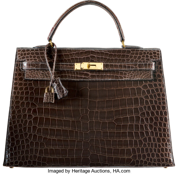 Kelly 32 vintage HERMES crocodile porosus - VALOIS VINTAGE PARIS