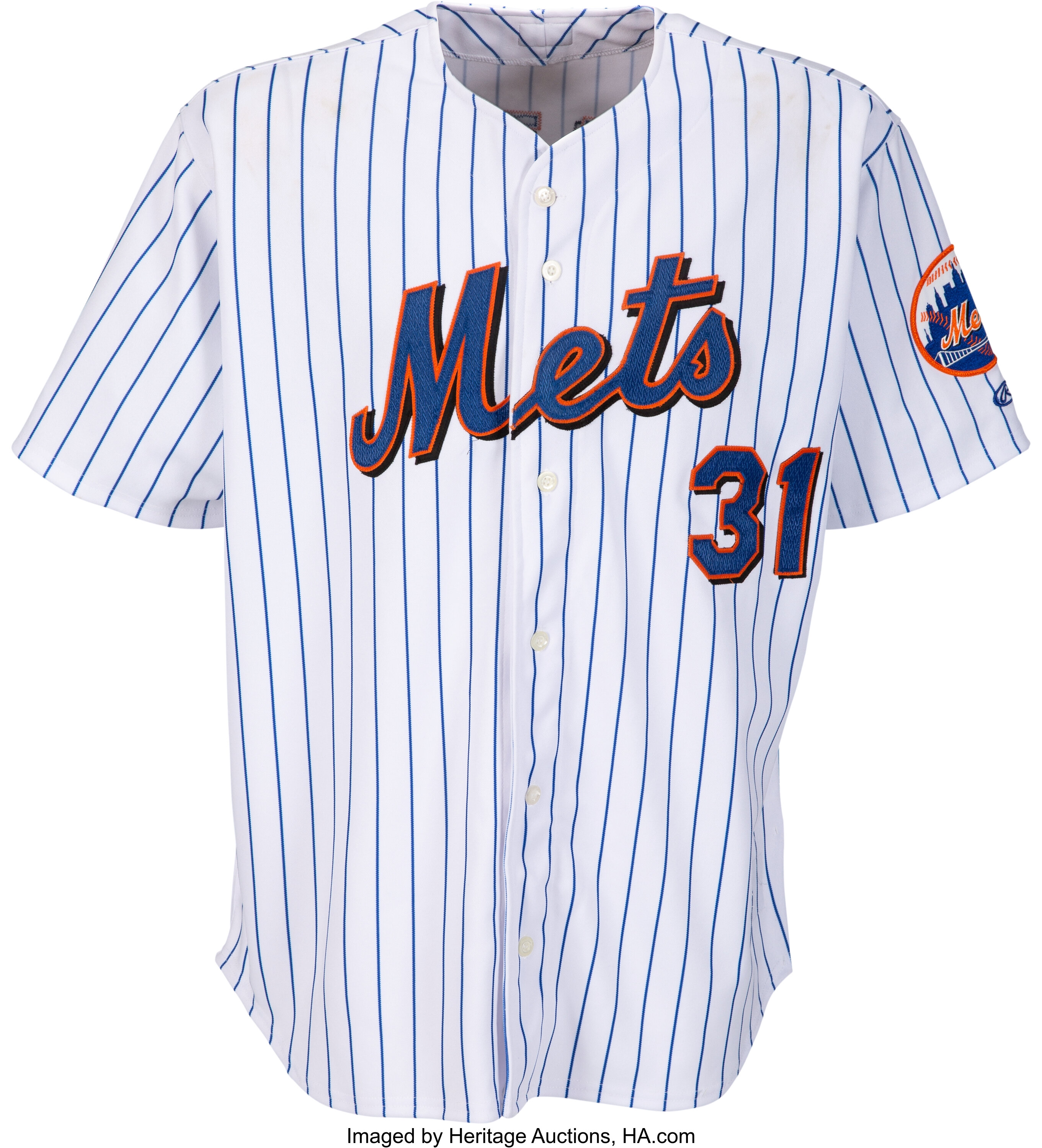 2001 Mike Piazza Game Worn New York Mets Jersey.  Baseball, Lot #83519