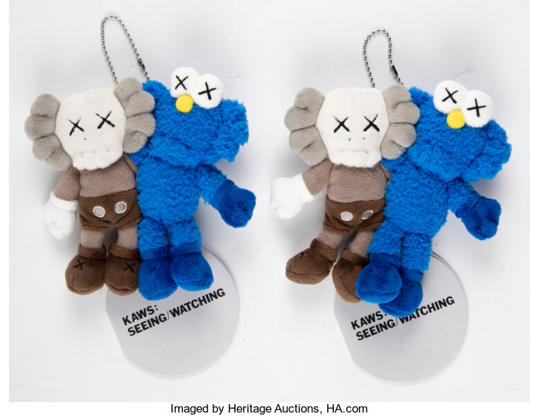 Kaws Seeing/Watching Plush Keychain Grey/Blue Plush Keychain