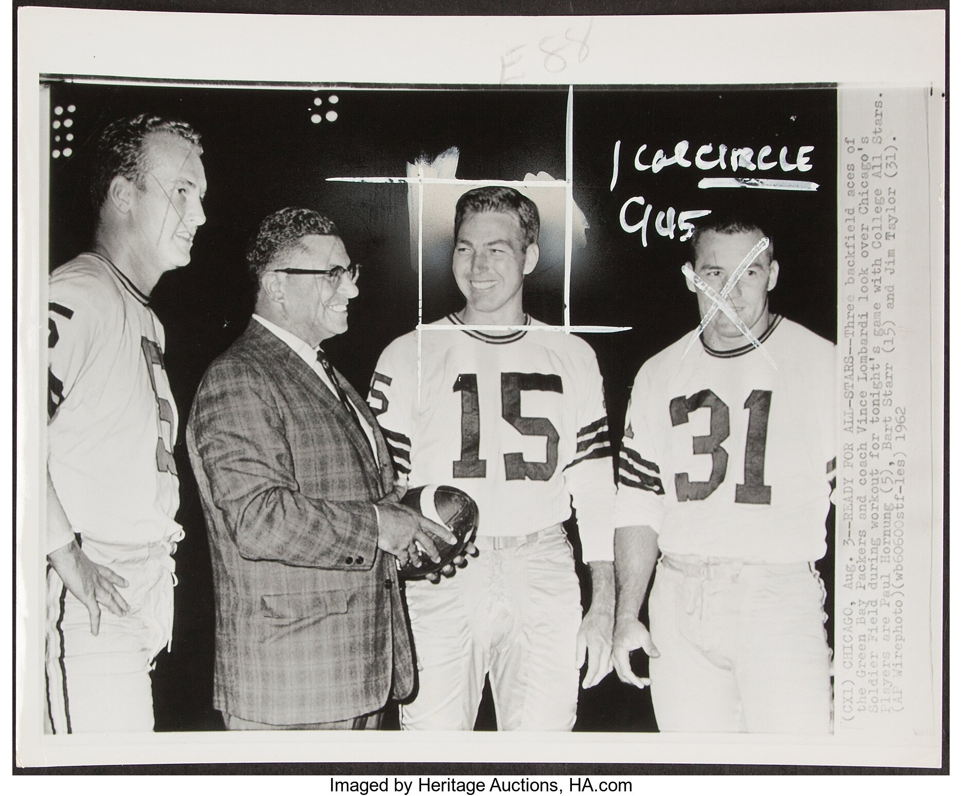 VINCE LOMBARDI & PAUL HORNUNG 8X10 PHOTO GREEN BAY PACKERS