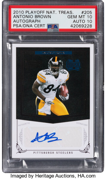 2010 Playoff National Treasures Antonio Brown (Autograph) #205 PSA, Lot  #80741