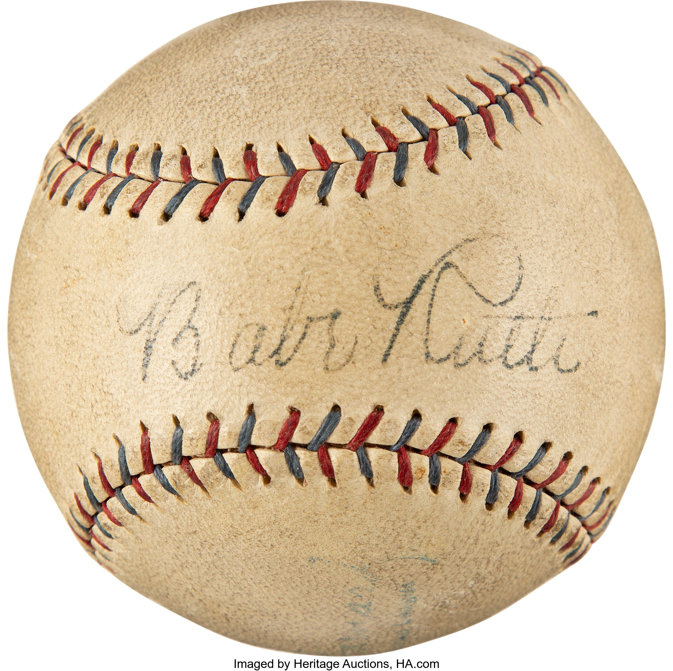 Babe Ruth Single Signed Baseball with Beautiful Sweet Spot Signature (PSA)