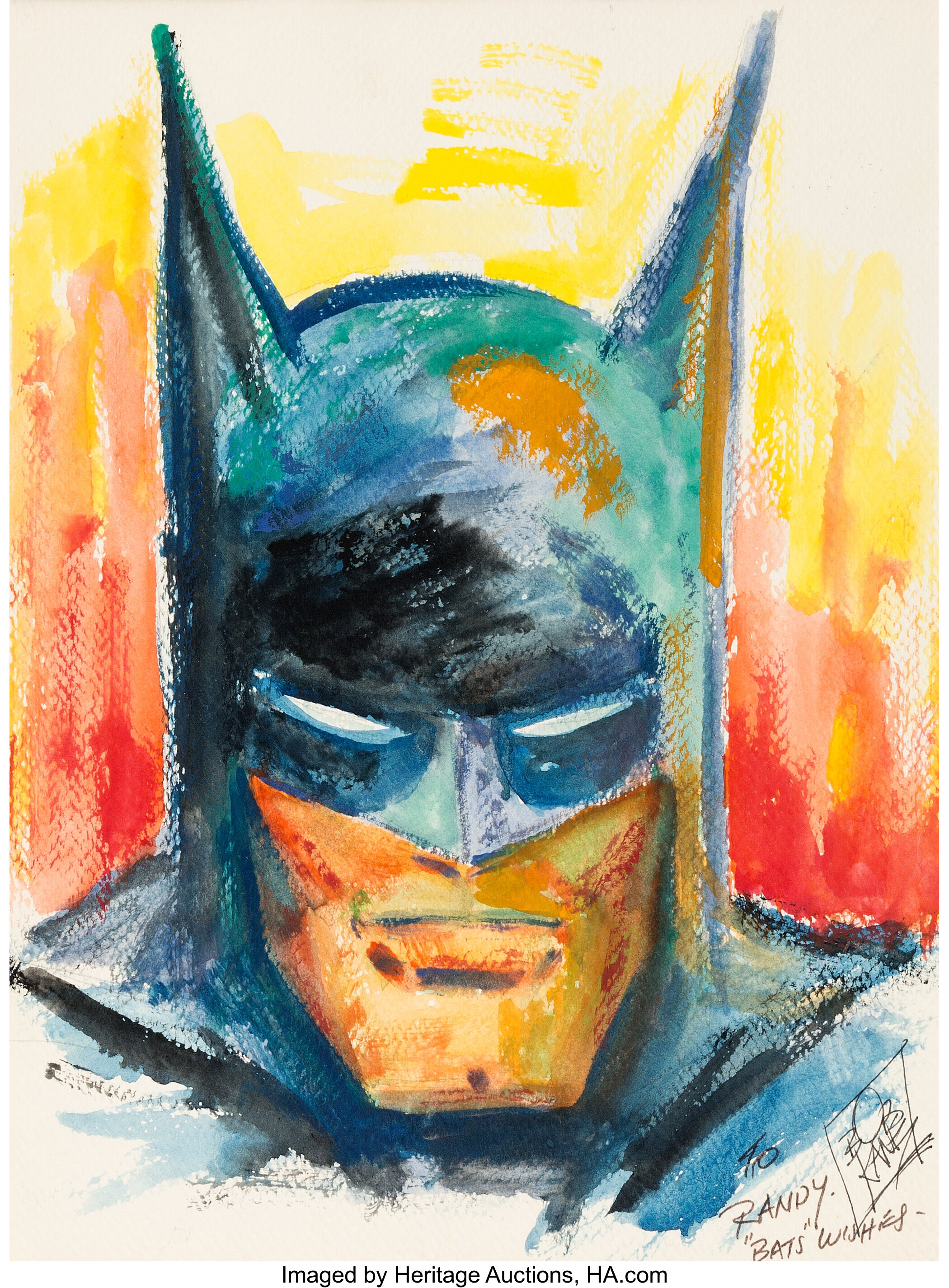 Bob Kane - Batman Watercolor Painting Original Art (undated).... | Lot  #94087 | Heritage Auctions