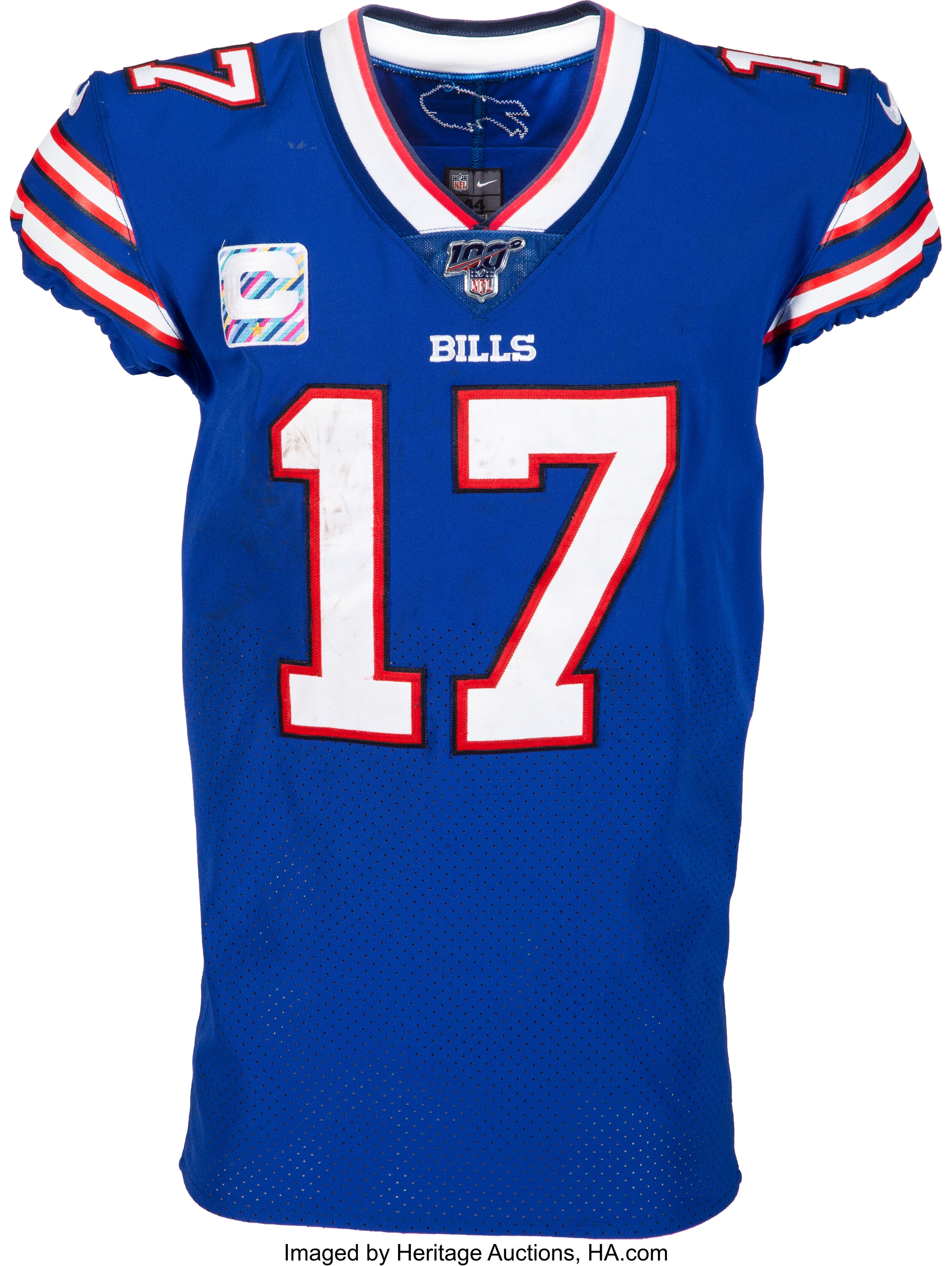 2019 Josh Allen Game Worn Buffalo Bills Unwashed Jersey--Photo, Lot #80122