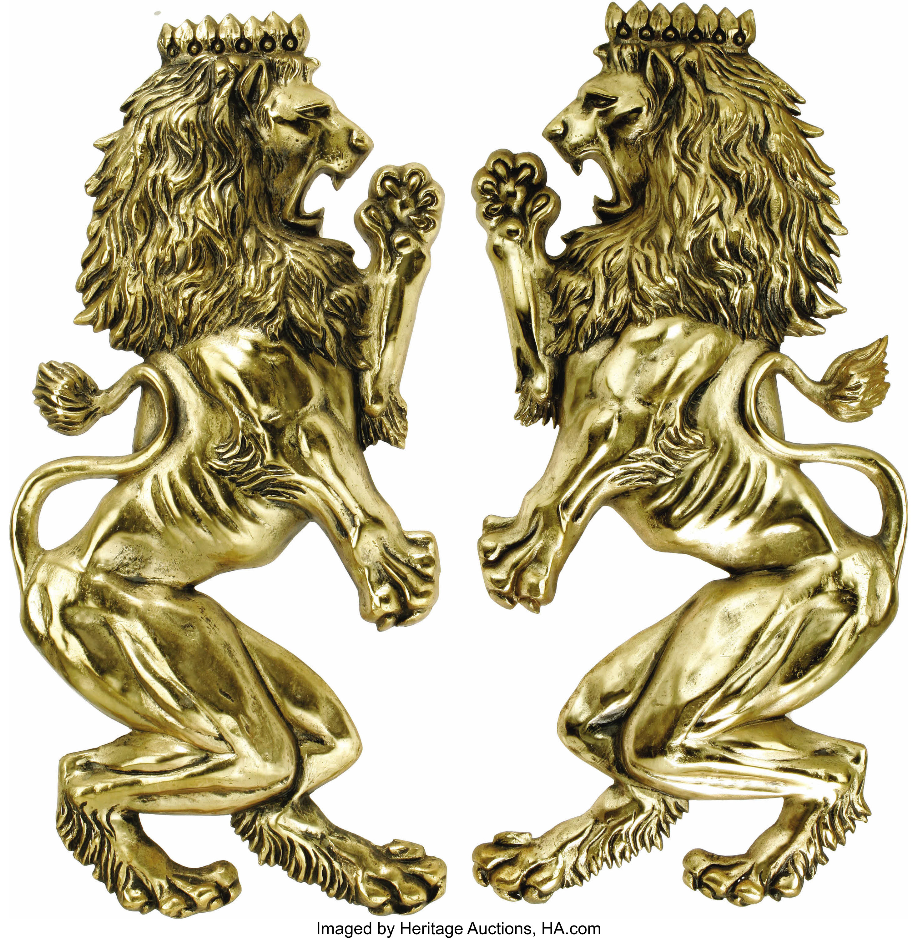 Ava Gardner Lion Wall Art A Pair Of Gold Painted Lion Wall Lot 265 Heritage Auctions