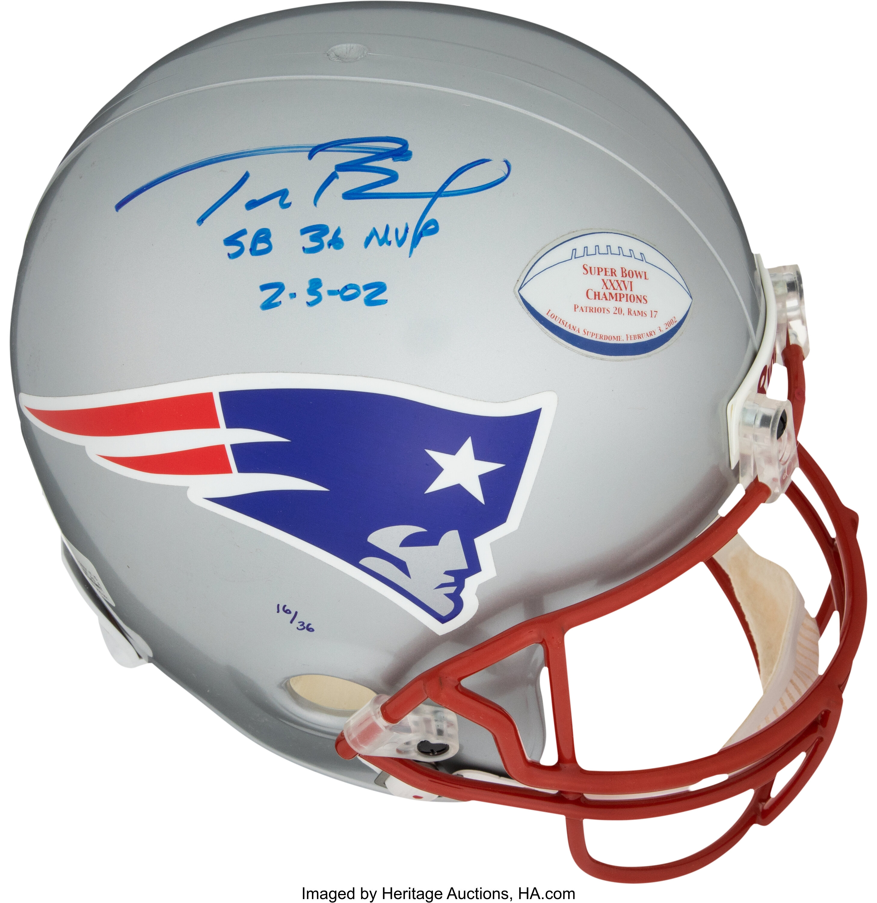 Tom Brady New England Patriots Autographed Riddell Super