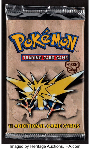 Pokémon Unlimited Zapdos Fossil Set Sealed Booster Pack (Wizards of | Lot  #18040 | Heritage Auctions