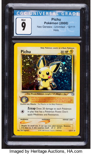 Pokémon Pichu #12 Unlimited Neo Genesis Set Rare Hologram Trading