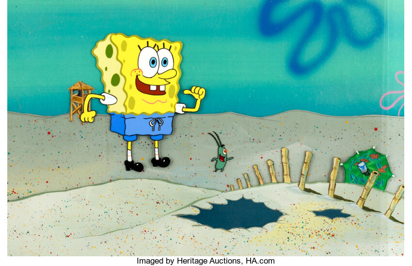 Original Production CEL of Spongebob Season 01 + copy background