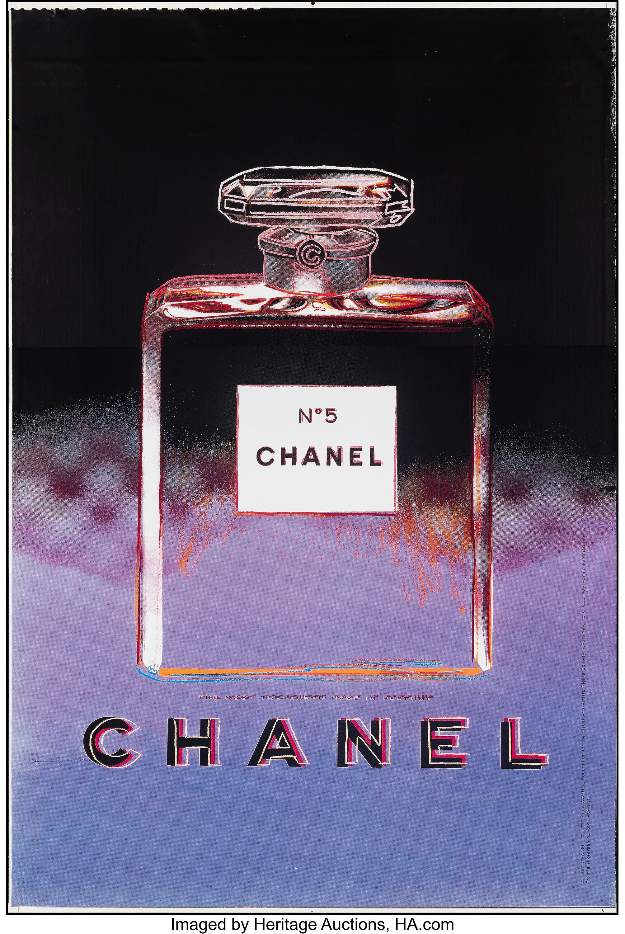 Andy Warhol Foundation Vintage 1997 Lithograph Print Framed Pop Art Poster   Chanel No. 5  1985