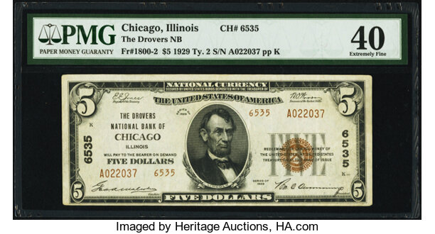 Chicago Il 5 1929 Ty 2 The Drovers National Bank Ch 6535 Lot Heritage Auctions
