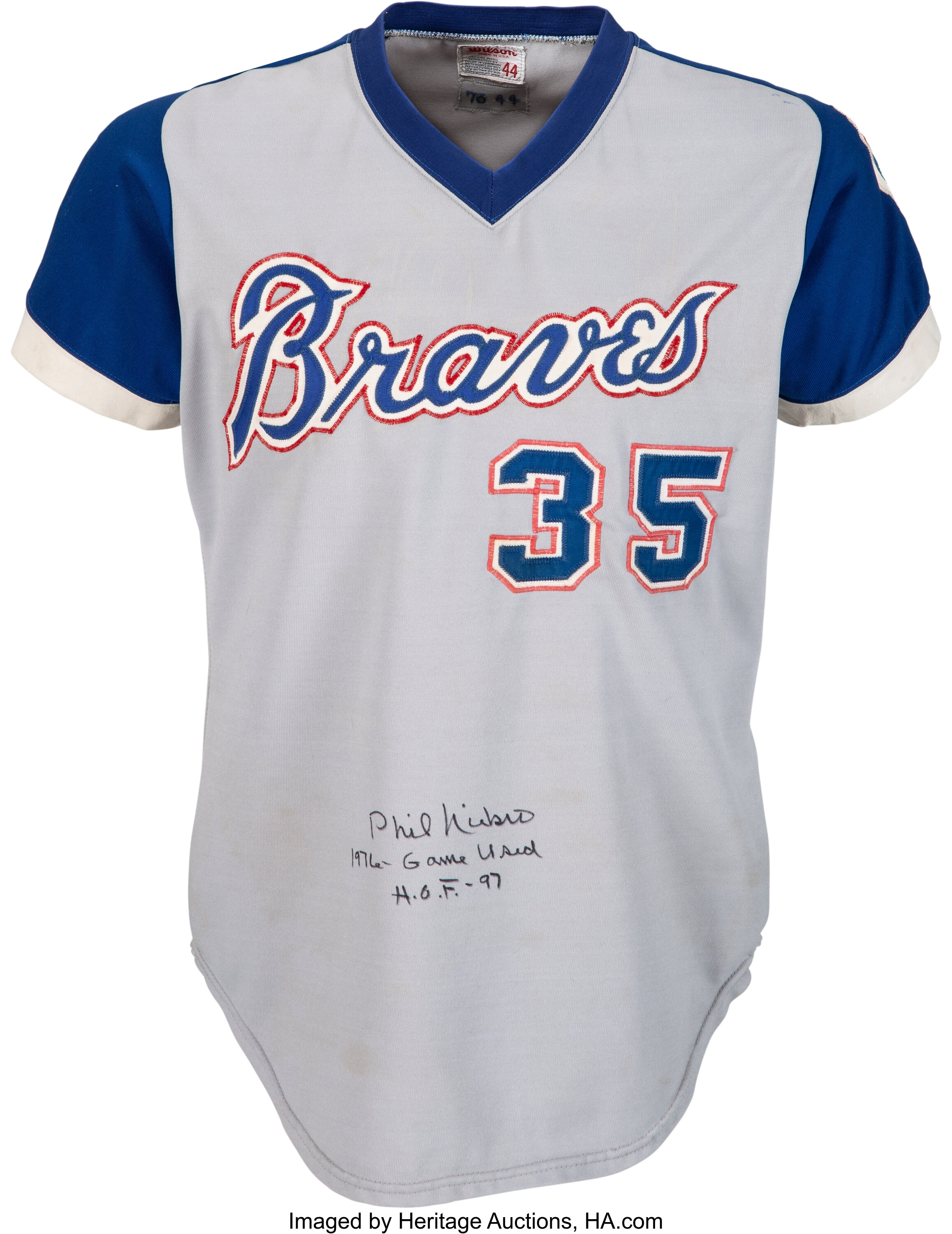 Lot Detail - 1976 Phil Niekro Game Used & Signed Atlanta Braves Road Jersey  (Henderson& Beckett)