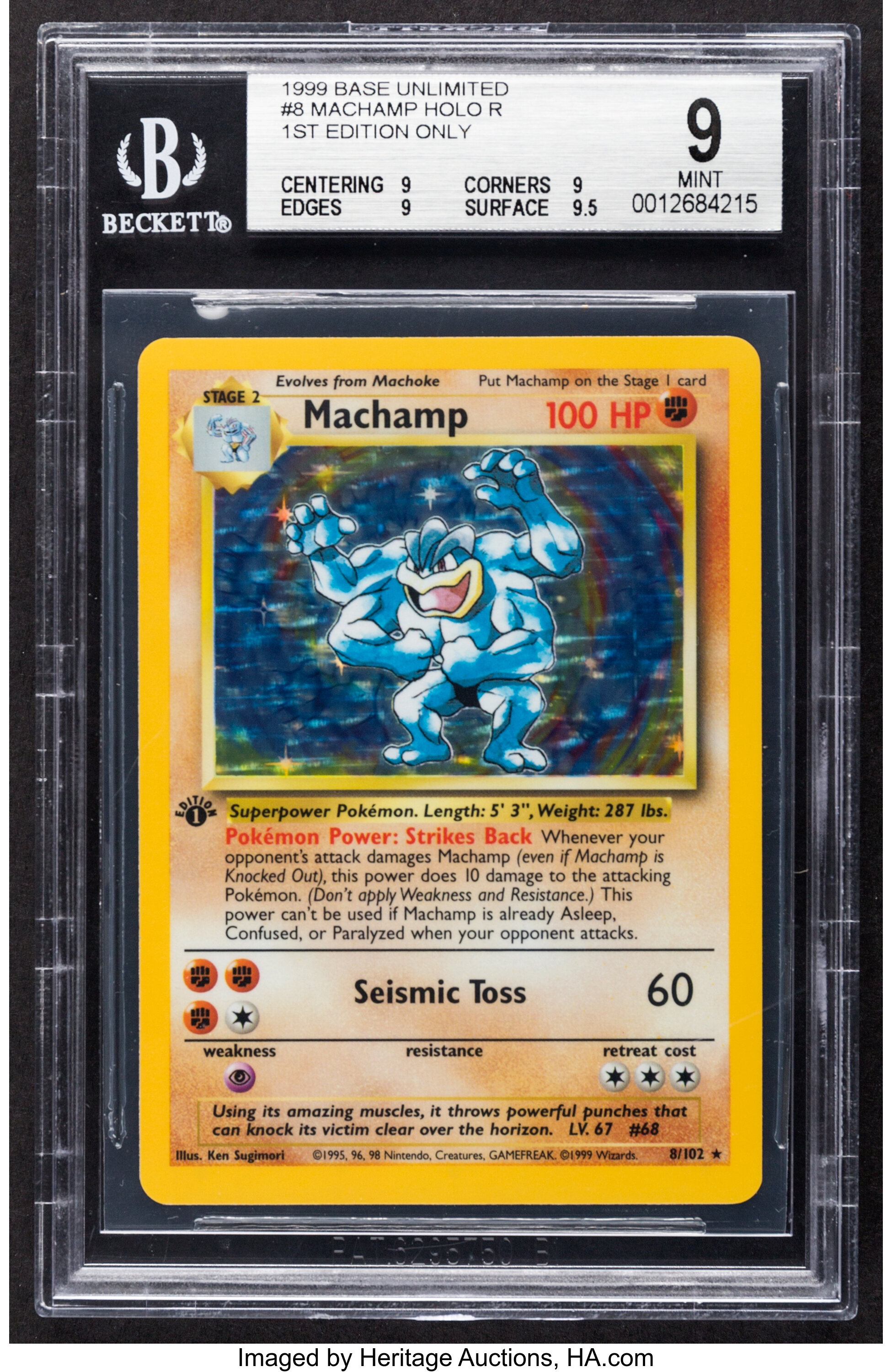 Pokémon Machamp #8 First Edition Base Set Rare Hologram Trading