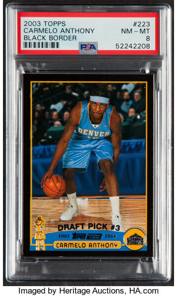 2003 Topps Black Border Carmelo Anthony #223 PSA NM-MT 8 - Serial