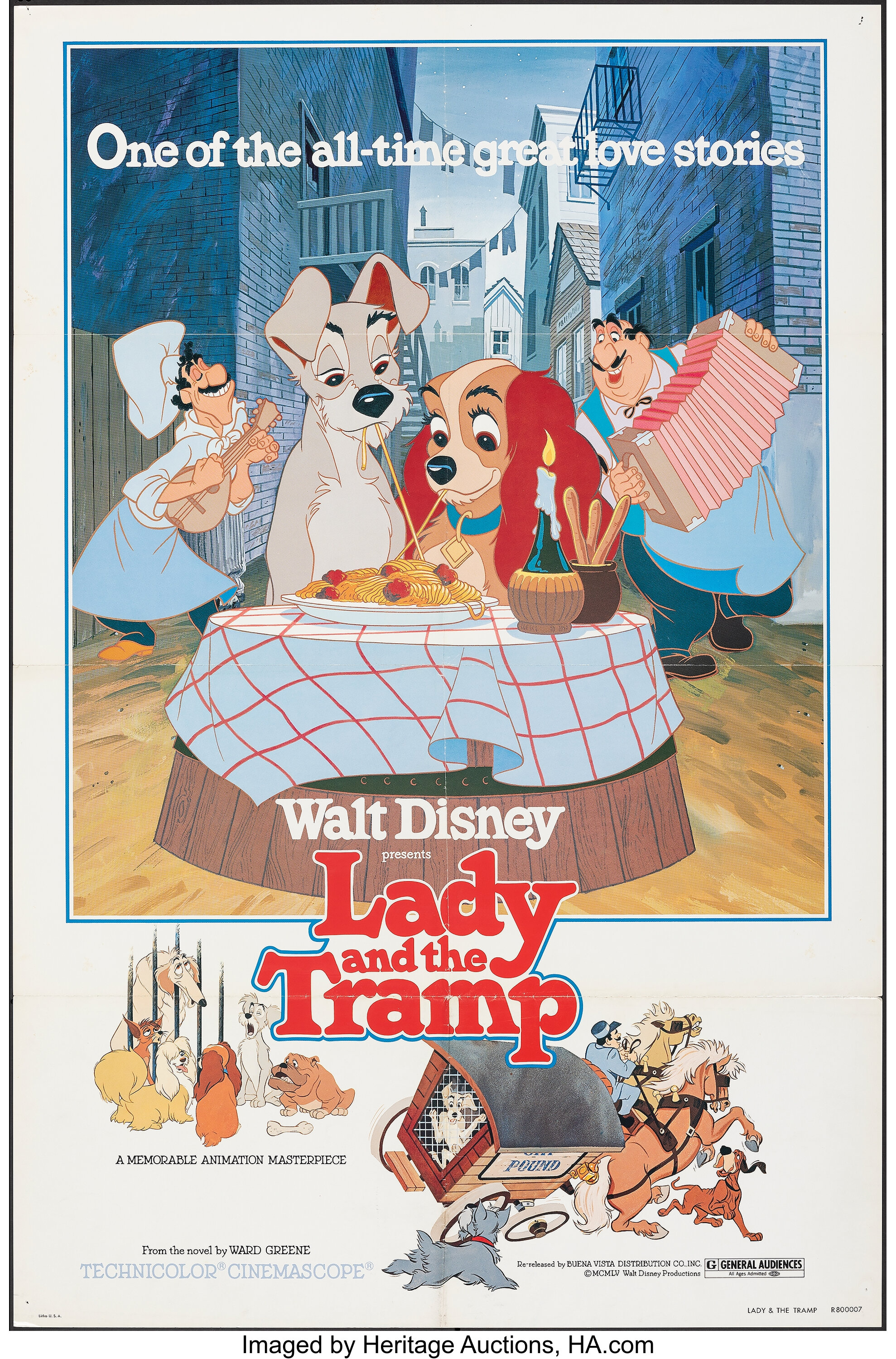 LADY AND THE TRAMP (1955) POSTER, US, Original Film Posters Online, Collectibles