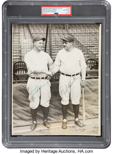 Lou Gehrig #4 and Babe Ruth #3 posed on the dugout steps circa 1932. Photo  Print - Item # VARPFSAABC034 - Posterazzi