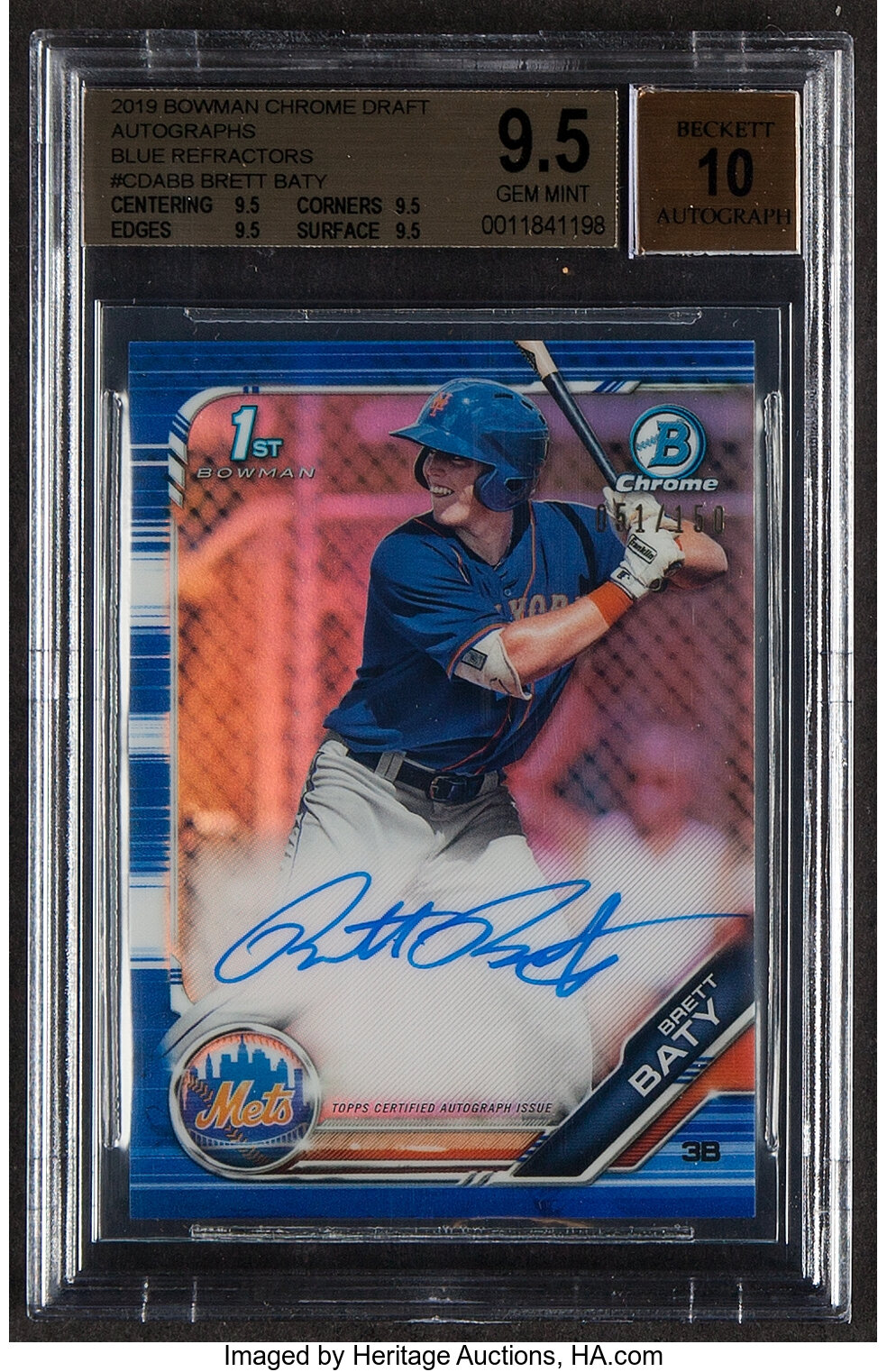 2019 Bowman Chrome Draft Autograph Brett Baty (Blue Refractor