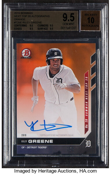 2019 Bowman Next Top 20 Autograph Riley Greene (Orange) #T20E BGS