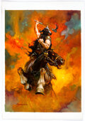 Sanjulian (Manuel Perez Clemente) - Death Dealer Painting Frank Frazetta Tribute Original Art (2020).