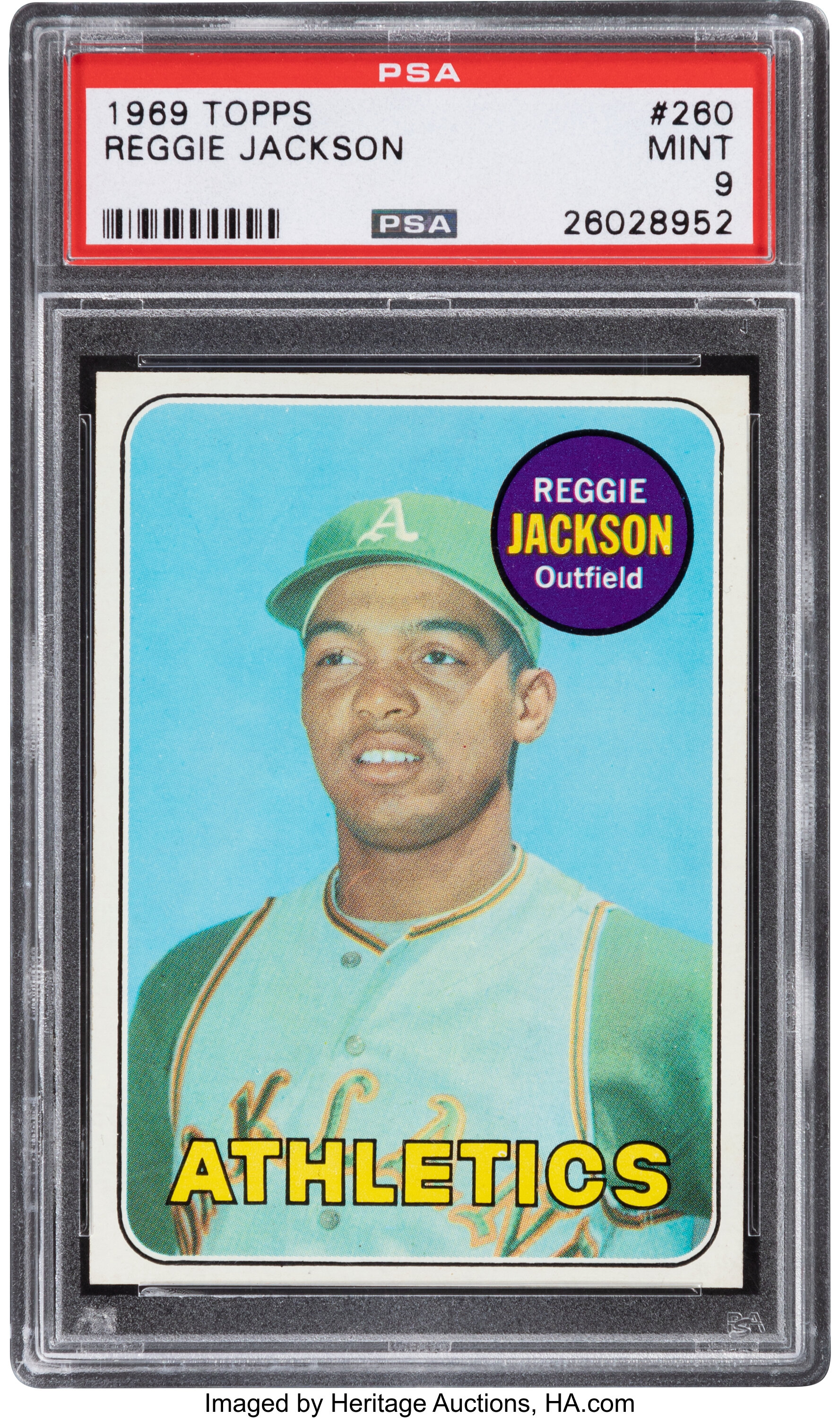 1969 Topps Reggie Jackson Rookie #260 PSA Mint 9. Baseball Cards, Lot  #80174