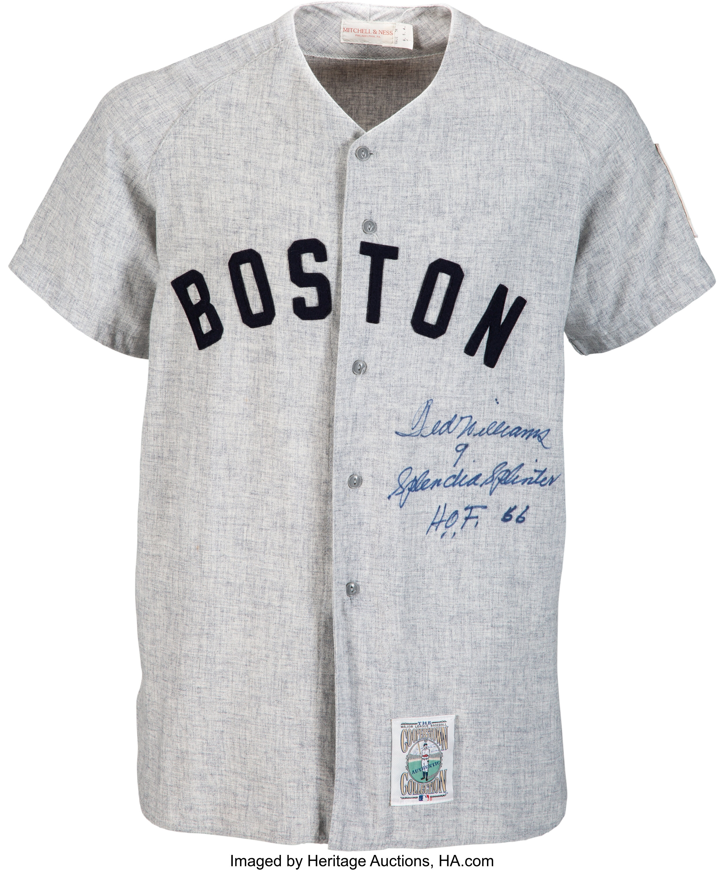 Ted Williams Signed Boston Red Sox Flannel Jersey. Baseball