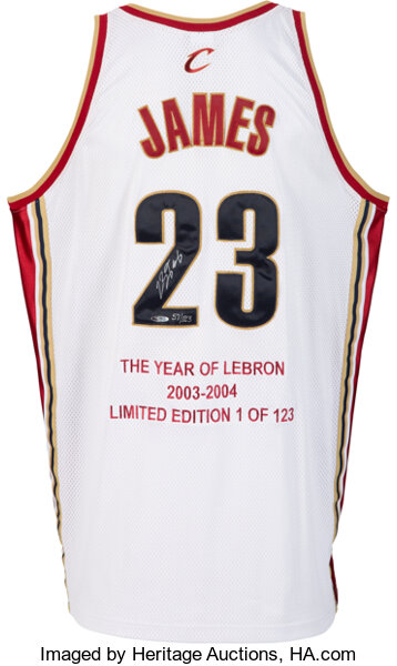 LeBron James Signed Jersey - 2003 White Reebok UDA #BAJ41187