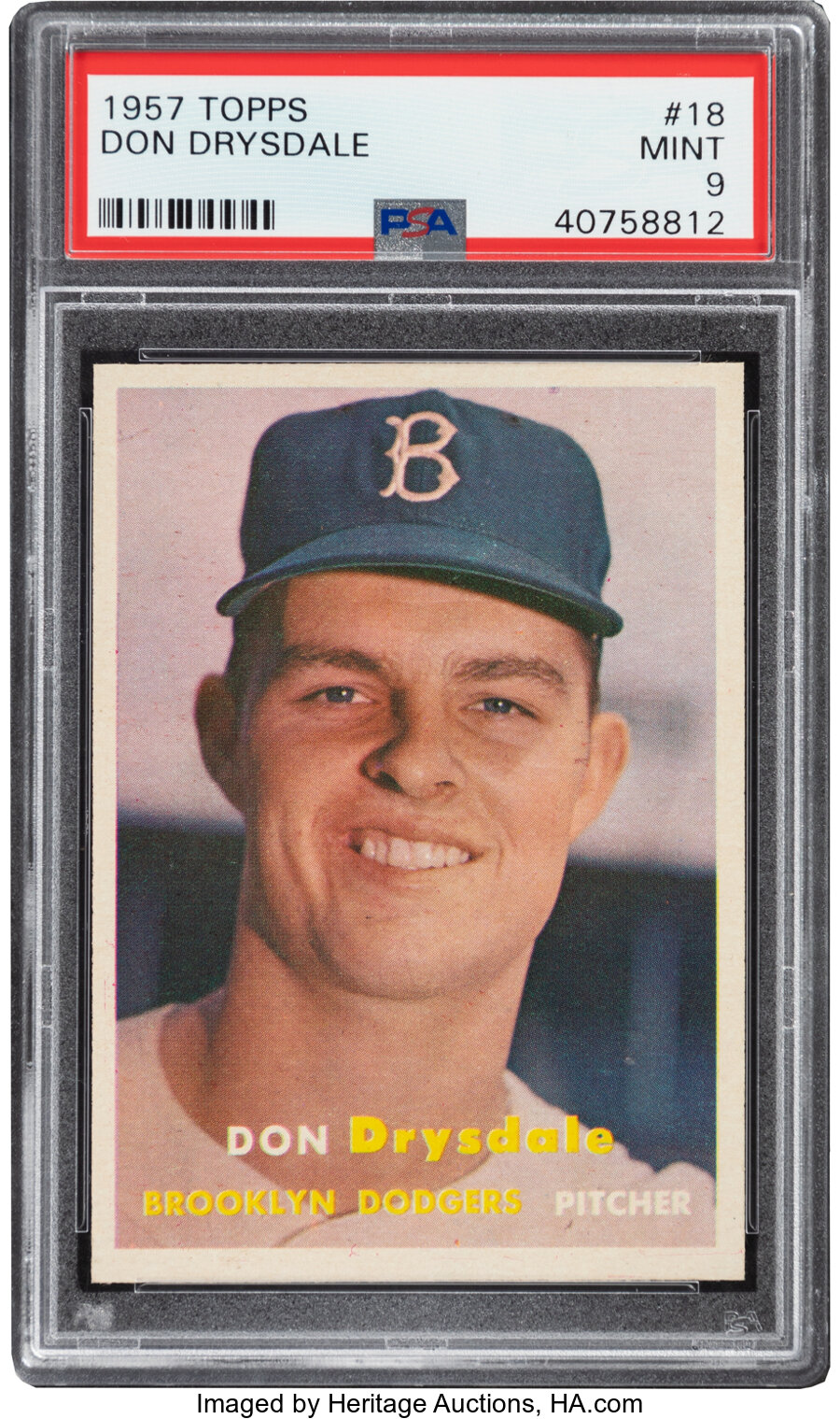 1957 Topps Don Drysdale Rookie #18 PSA Mint 9