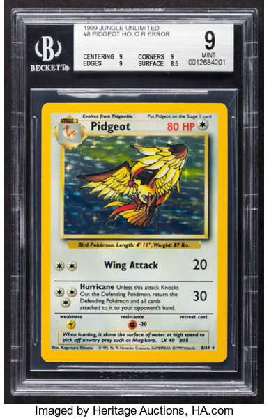 Pokémon Pidgeot #8 Unlimited Jungle Set Rare Hologram Trading Card