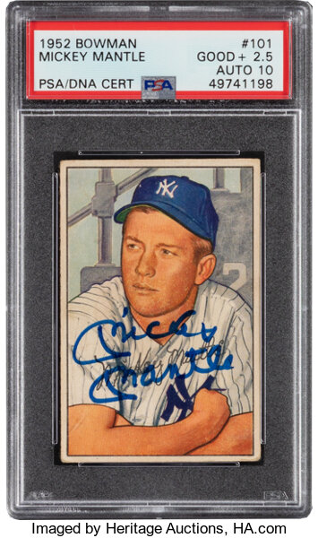 1952 Topps Mickey Mantle Signed Autographed 1991 RC Baseball