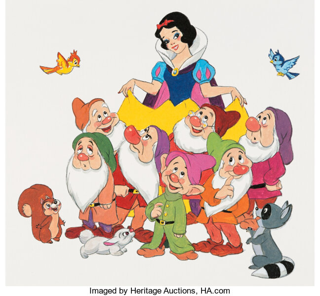 Snow White and the Seven Dwarfs Fine Art Lithograph PP Signed by