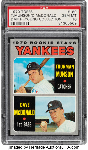 1970 Topps Yankees Rookies Thurman Munson #189 PSA Gem Mint, Lot #80175