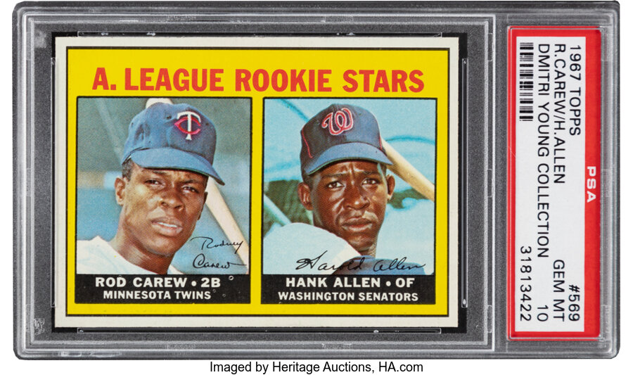 1967 Topps Rod Carew A.L. Rookie Stars #569 PSA Gem Mint 10--Dmitri Young Collection