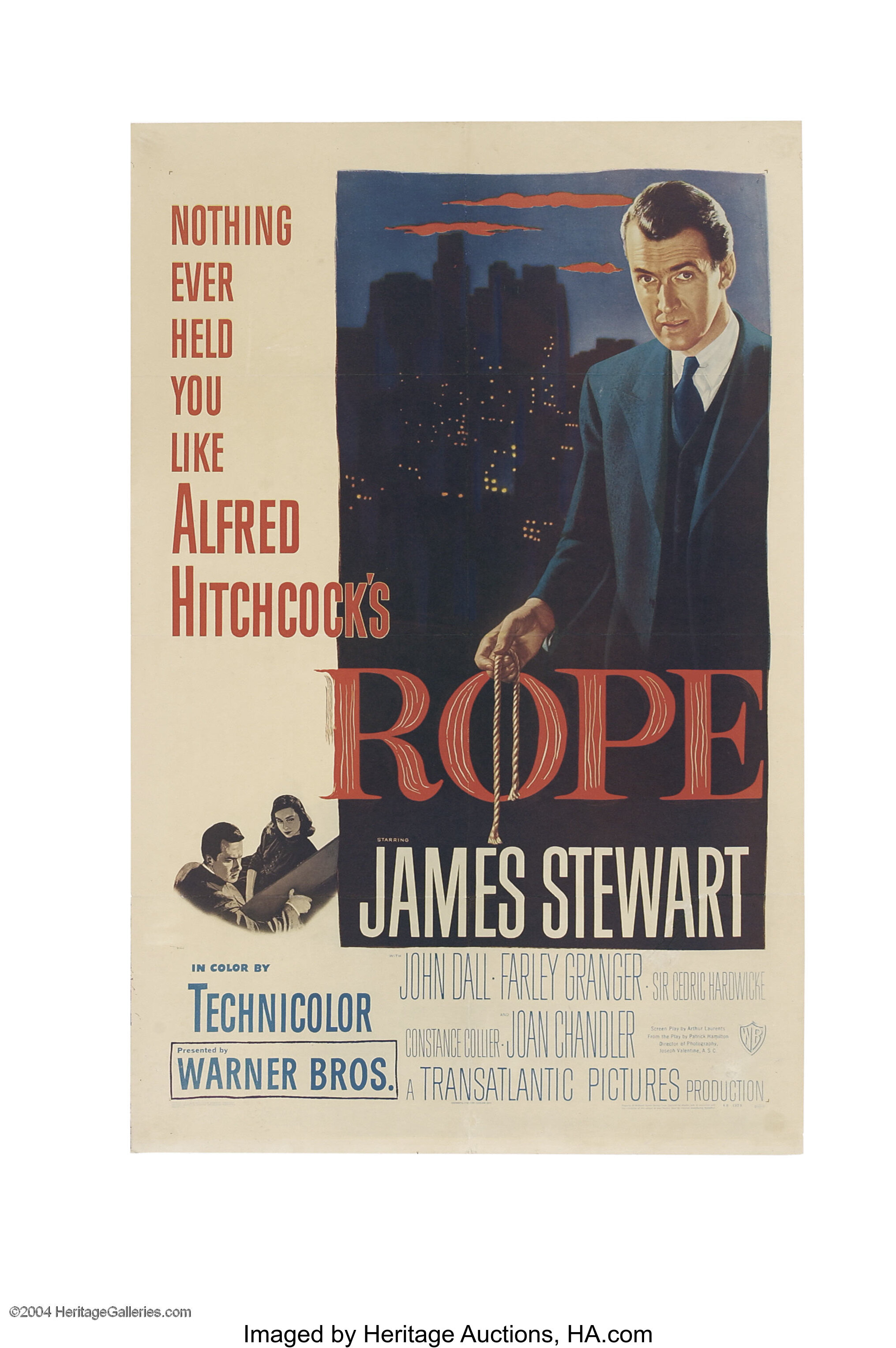 Rope (Warner Brothers, 1948). Movie Posters Crime