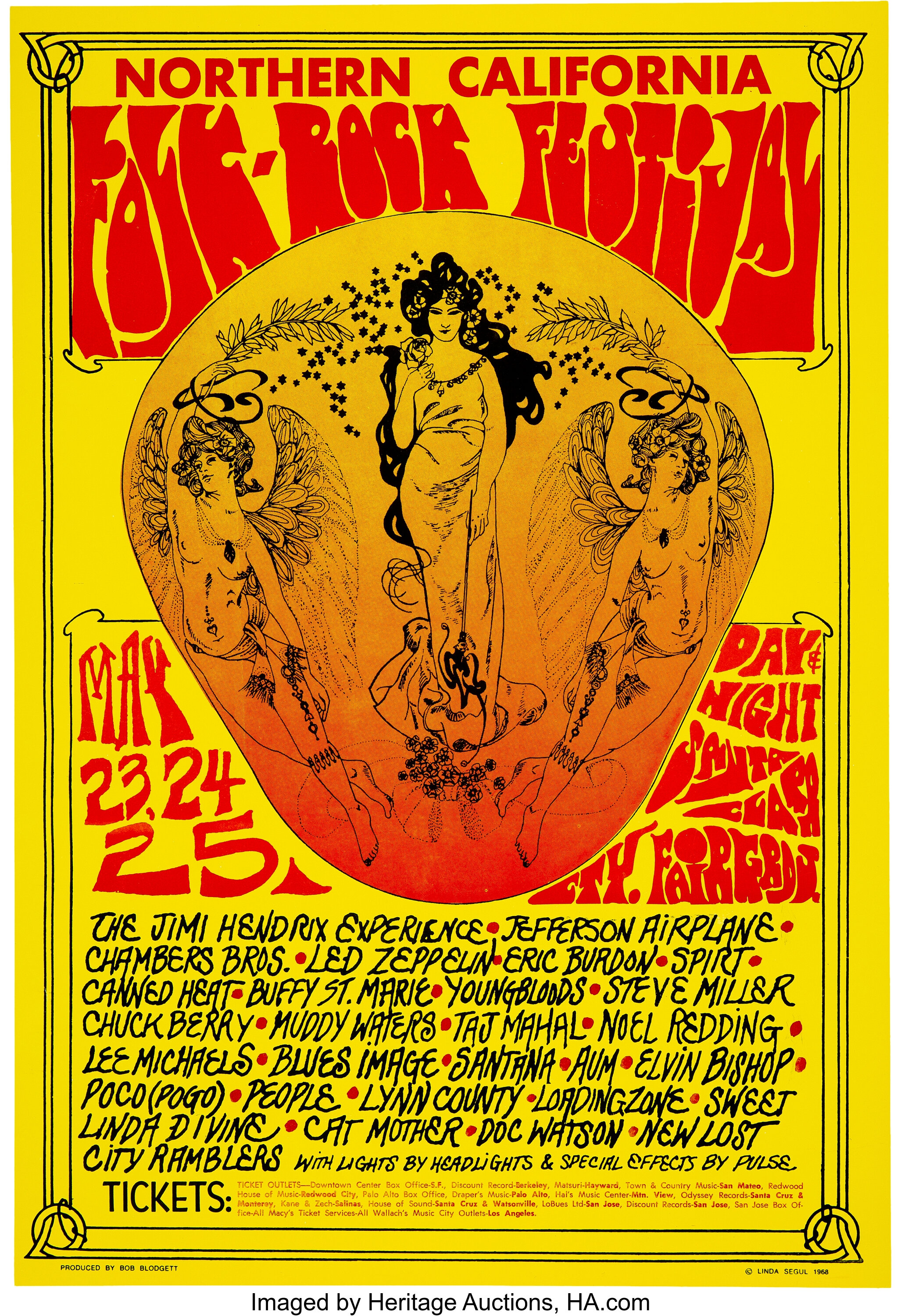 Jimi Hendrix, Led Zeppelin 1969 Calif. Festival | Lot #89227 Heritage Auctions