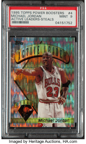 1995 TOPPS #4 MICHAEL JORDAN ACTIVE STEALS LEADER PSA 1