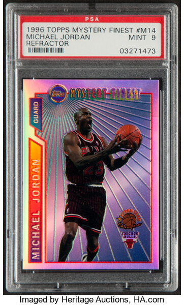 1996 Topps Mystery Finest Refractor Michael Jordan #M14 PSA MINT 