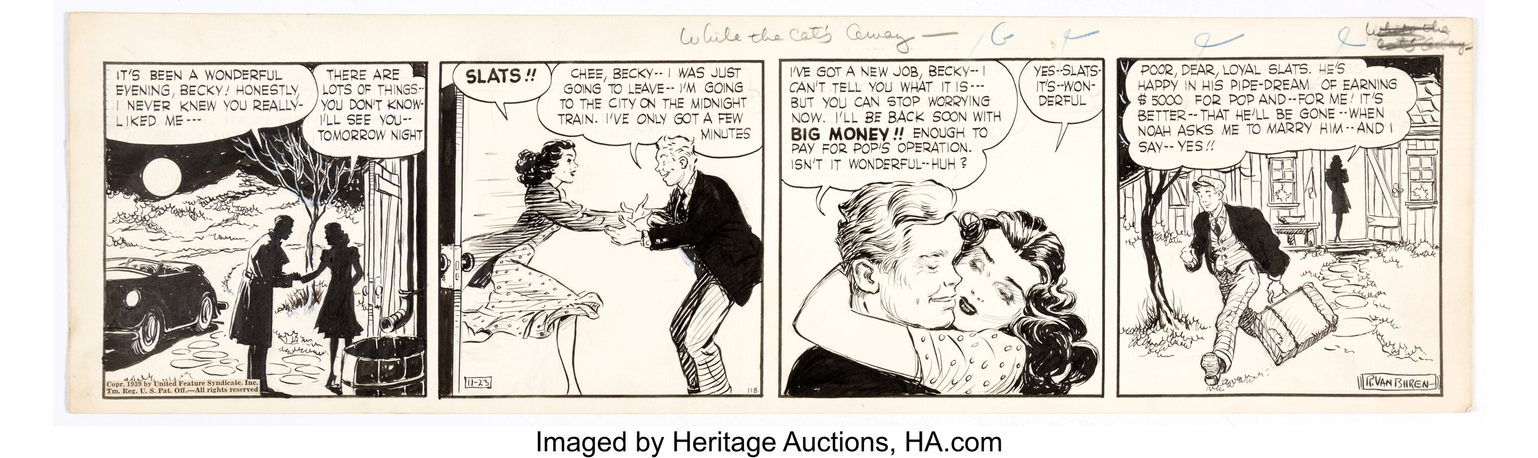 Raeburn Van Buren Abbie an' Slats Daily Comic Strip Original Art | Lot ...