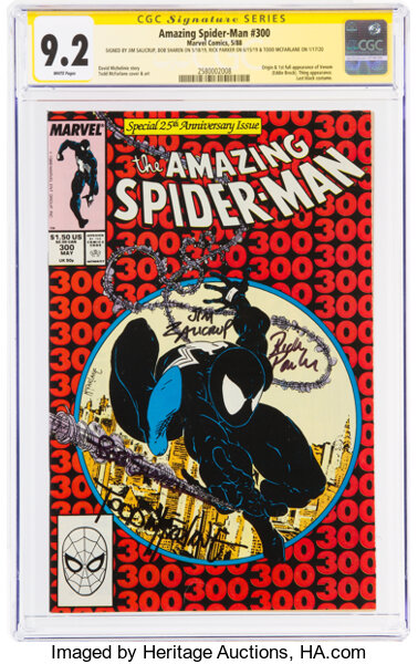 Modern Age (1980-Present):Superhero, The Amazing Spider-Man #300 Signature Series: Todd McFarlane and Others (Marvel, 1988) CGC NM- 9.2 White pages....