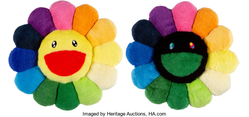 Takashi Murakami - Flower cushion (rainbow and black) - Plush
