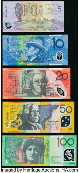 australia reserve bank of australia group lot of 5 examples crisp lot 84009 heritage auctions