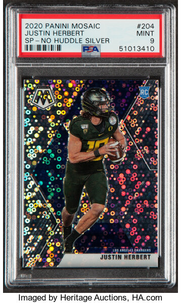 PSA 10 2020 Panini Mosaic Justin Herbert ROOKIE CARD RC CHARGERS JERSEY  DUCK