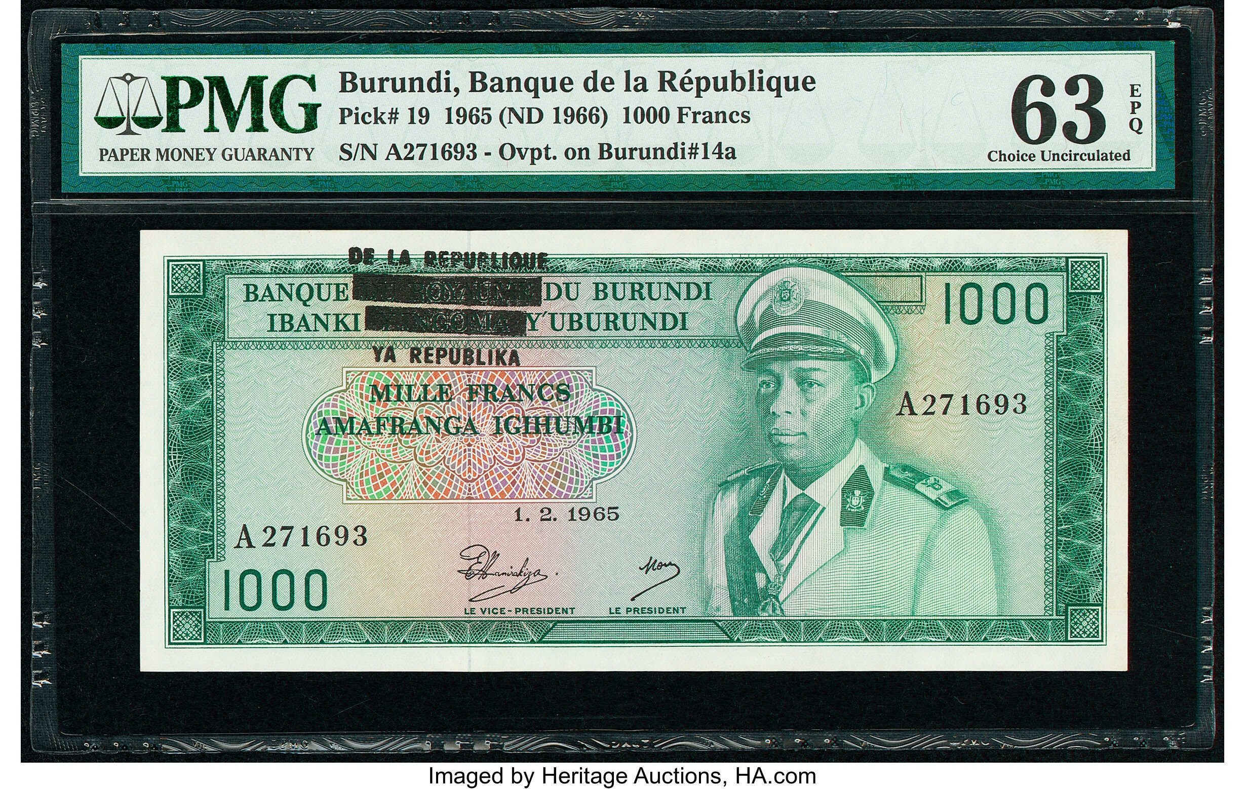 Burundi Banque de la Republique du Burundi 1000 Francs 1965 (ND